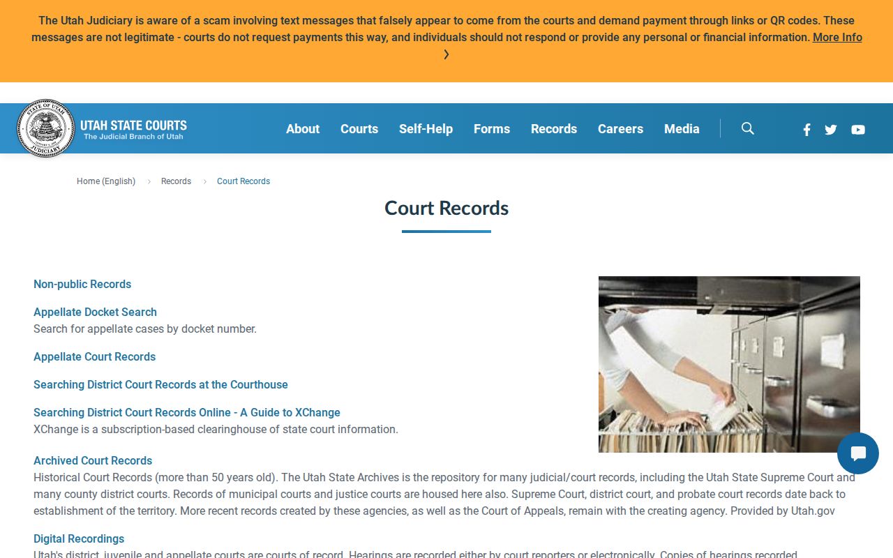 Iron County criminal court records access options from Utah Courts