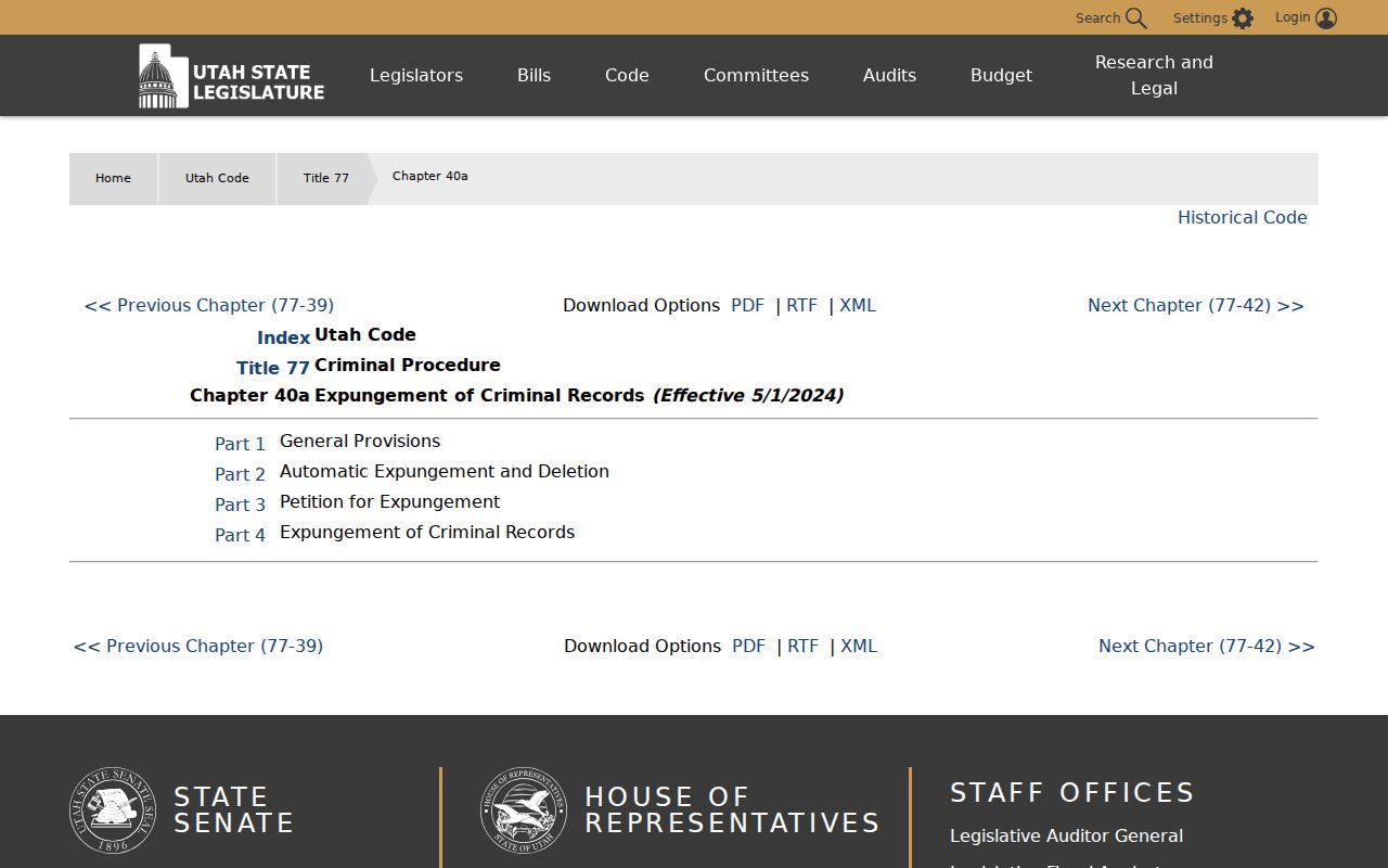 Utah expungement statute connected to Iron County offender record questions