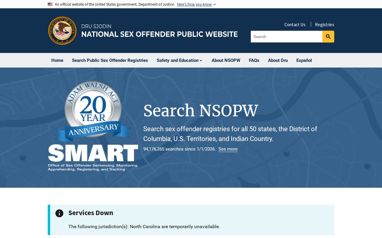 National sex offender search supplement for Iron County registry checks