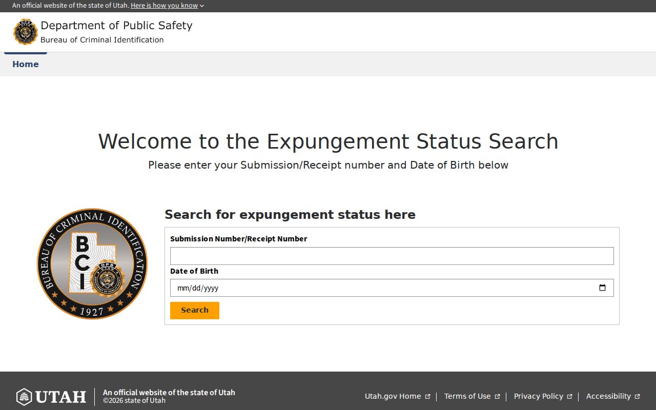 Parowan criminal records expungement application status portal