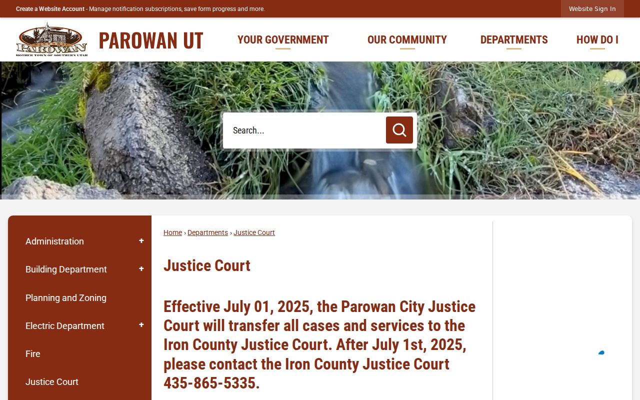 Parowan criminal records justice court closure and transfer notice