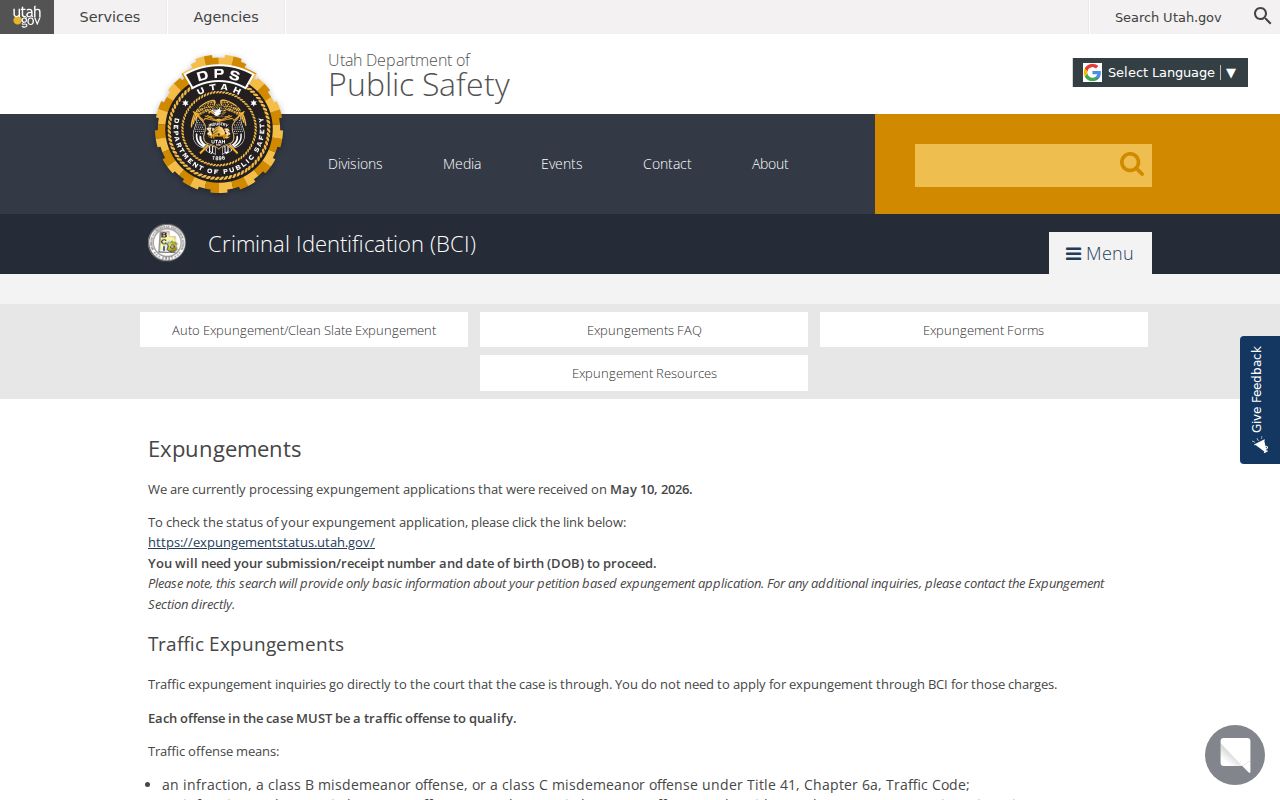 BCI expungement process for Iron County criminal records