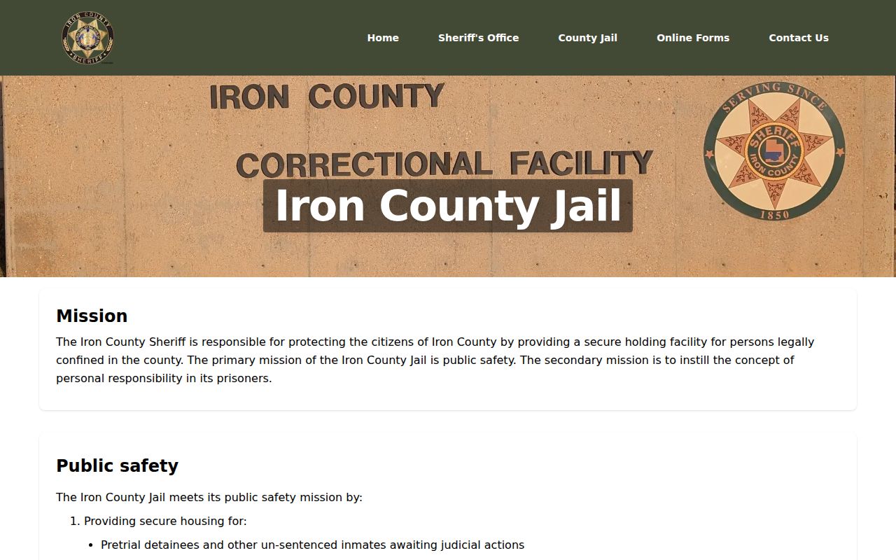 Iron County arrest and jail record services