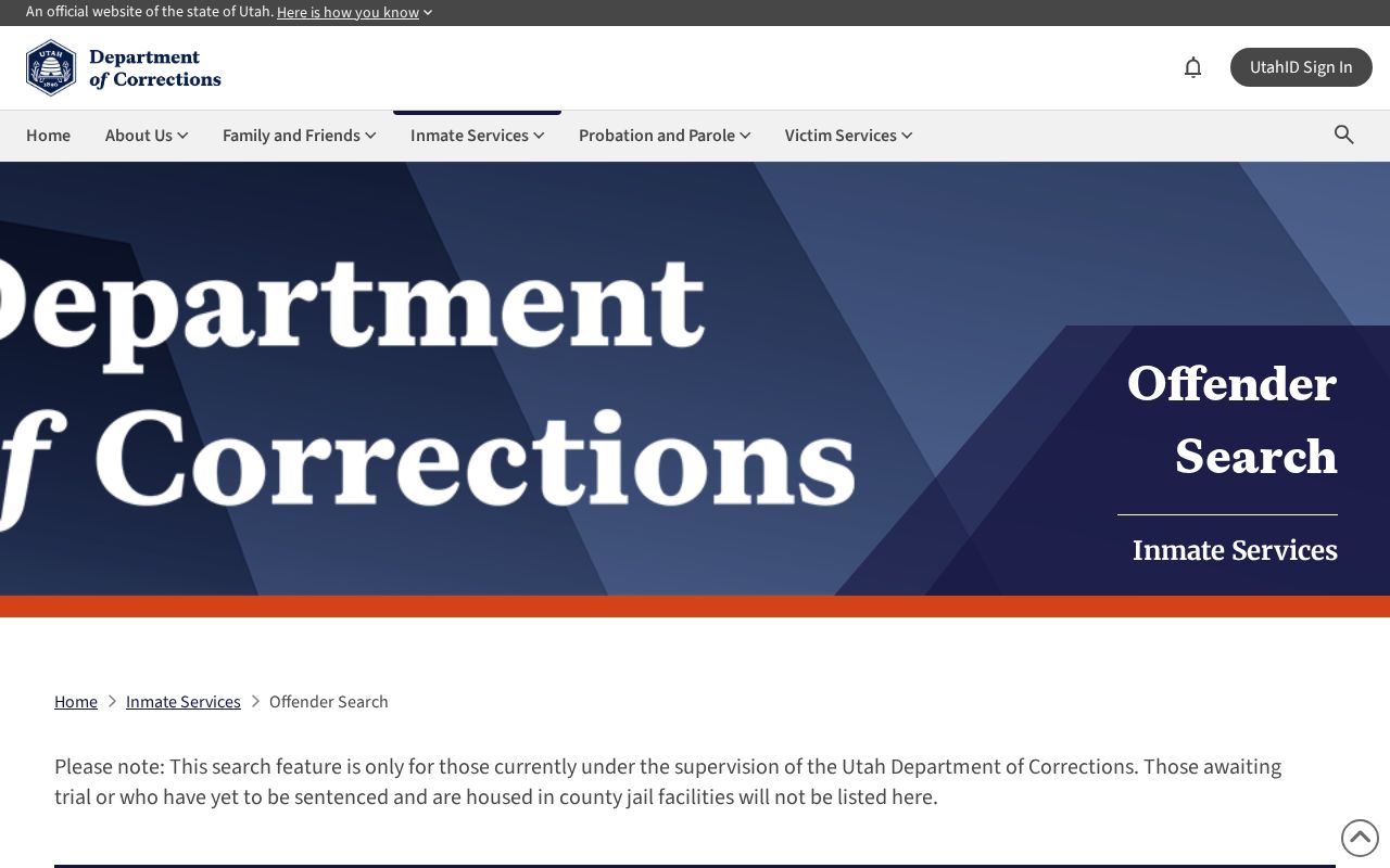 UDC search for Iron County criminal custody and supervision records