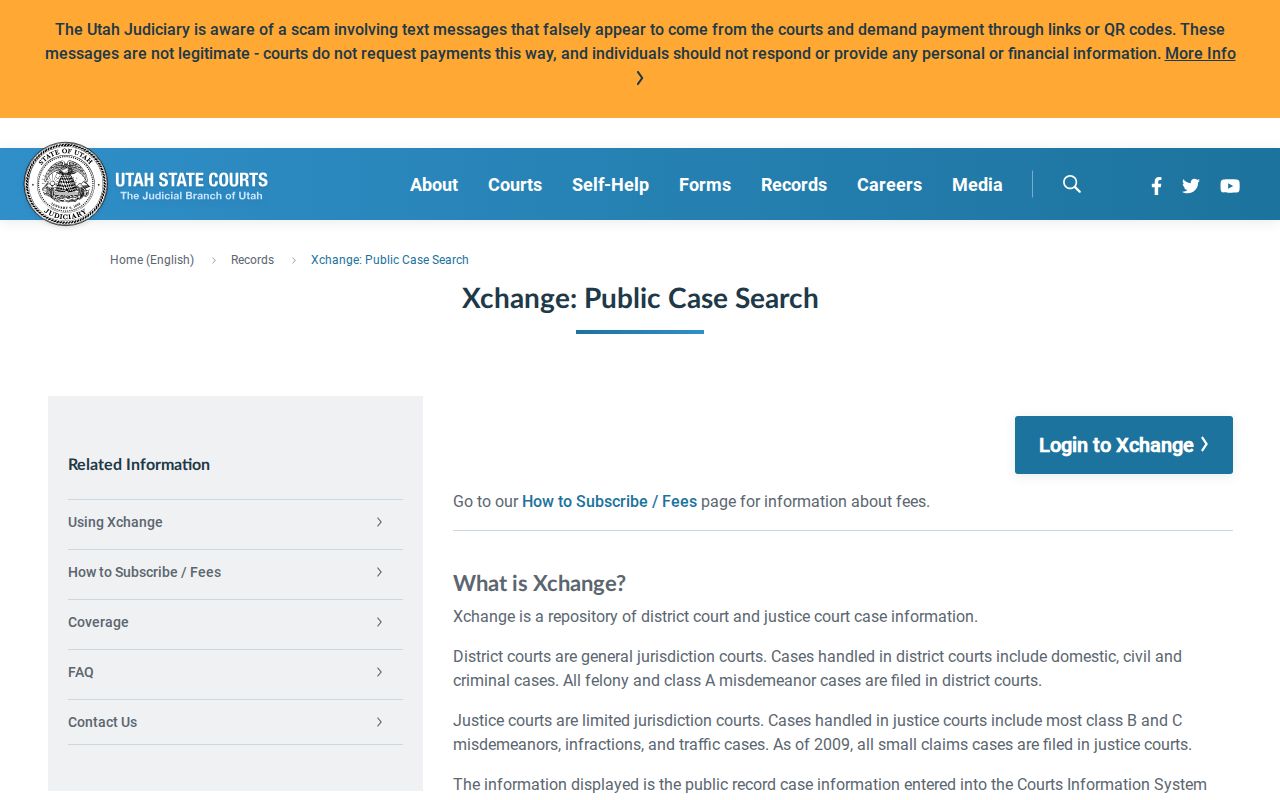 Iron County criminal case access through Utah XChange